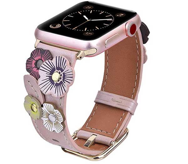 V-Moro Flower Leather Bands til Apple Watch