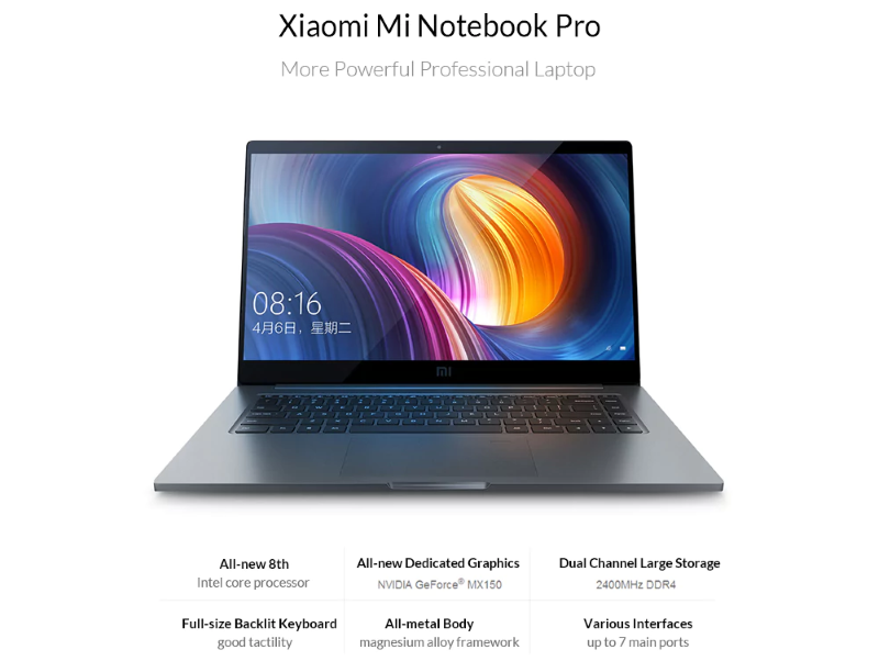 [Kuponkode] Xiaomi Mi Notebook Pro - med USB Type C-port