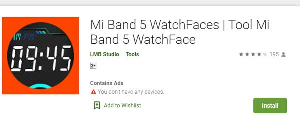 Mi Band 5 urskiver