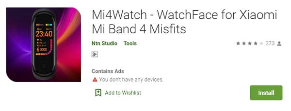 Mi4Watch - WatchFace til Xiaomi Mi Band 4 MisFits af Ntn Studio
