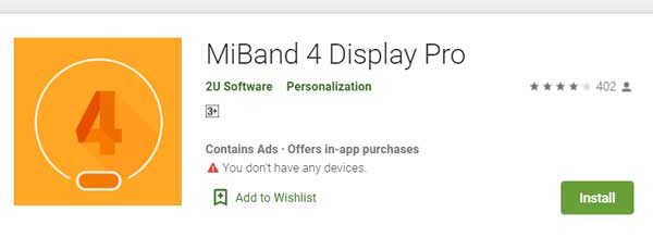 MiBand4 Display Pro fra 2U-software