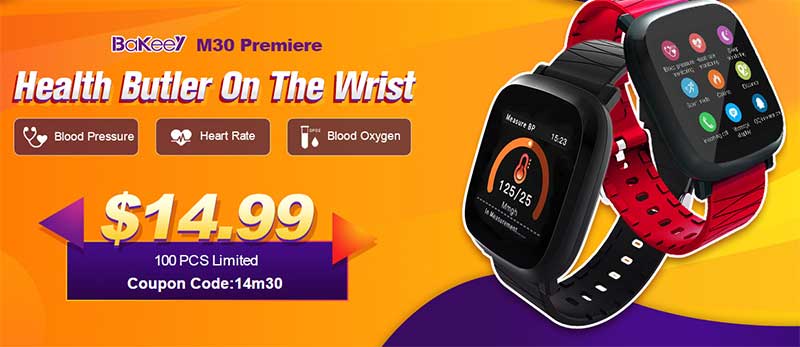 [Kuponkode] Bakeey M30 Smartwatch - Forudbestilling starter