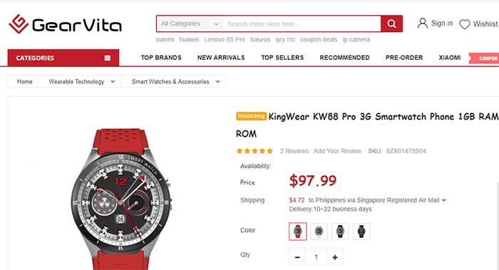 KingWear KW88 Pro 3G Smartwatch -Kuponkode