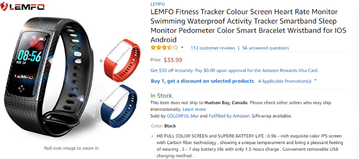 LEMFO Fitness Trackers & Smartwatch Deal på Amazon-kuponkode indeni