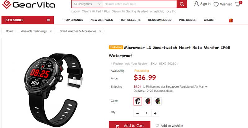 Microwear L5 Smartwatch - Kuponkode
