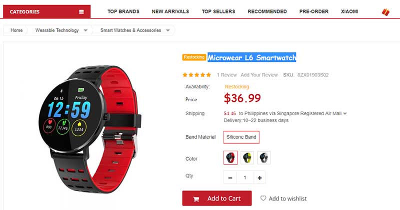 Microwear L6 Smartwatch - Kuponkode