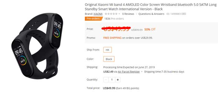 Xiaomi Mi Band 4 kuponkode